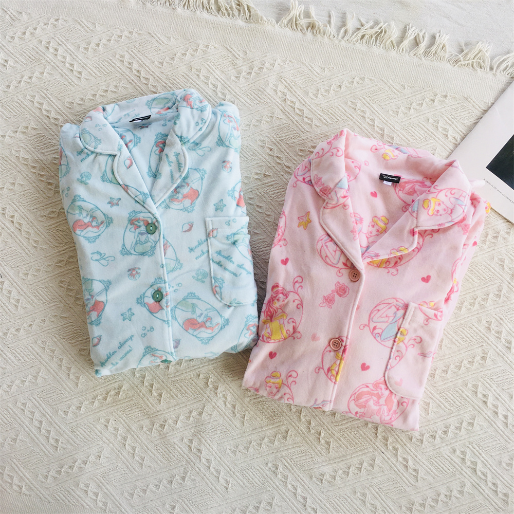 『Ai美美』超柔软 法兰绒 少女款 美人鱼 贝尔公主长袖家居服套装