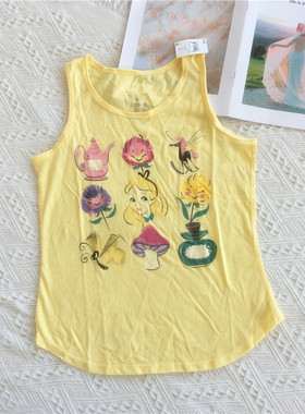 『14-16岁』给钱就卖啦~特价清货 淡黄色薄款柔软爱li丝无袖 背心