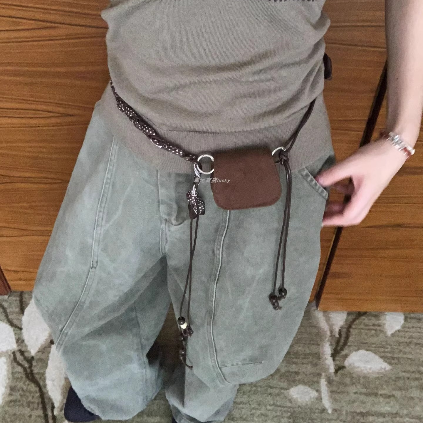 麂皮绒迷你小包挂脖钥匙包腰链