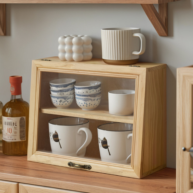 桌面收纳盒杯子收纳柜茶具展示柜厨房水杯置物架日式餐具储物柜in