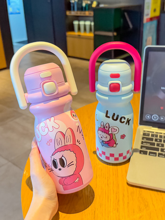 Children's Thermos Cup with Double Drinking Mouth, Special Straw Cup for Girls Going to School, High-Looking, Portable, Large Capacity, 2026 New Model