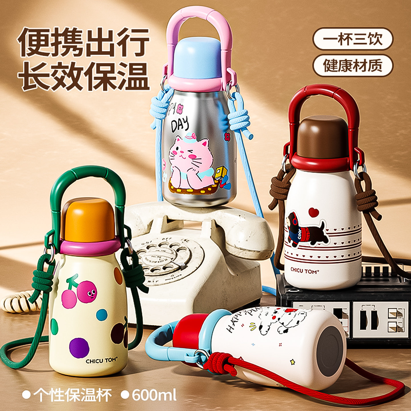 陶瓷内胆吸管保温杯大容量图片