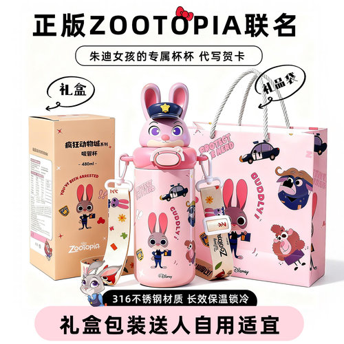 可爱迪士尼女生吸管保温杯