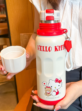 hellokitty保温杯学生上学专用水杯女生大学生316吸管可爱kt杯子