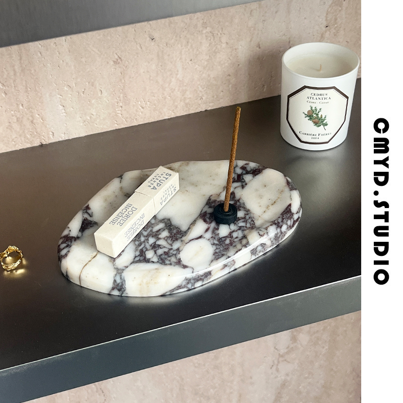 天然大理石托盘摆件首饰收纳盘