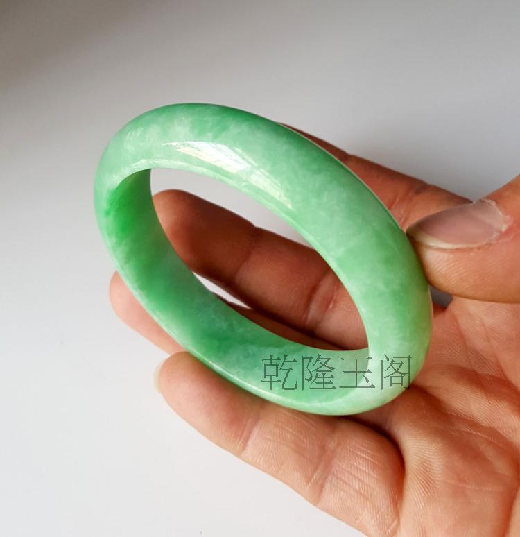 缅甸正品天然老坑A货冰种飘绿满绿阳绿苹果绿水翡翠手镯子送证书