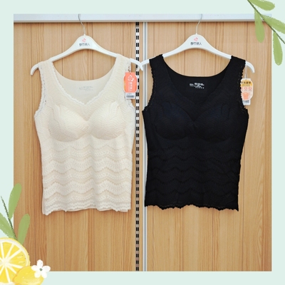 都市丽人女士蕾丝固定胸垫背心