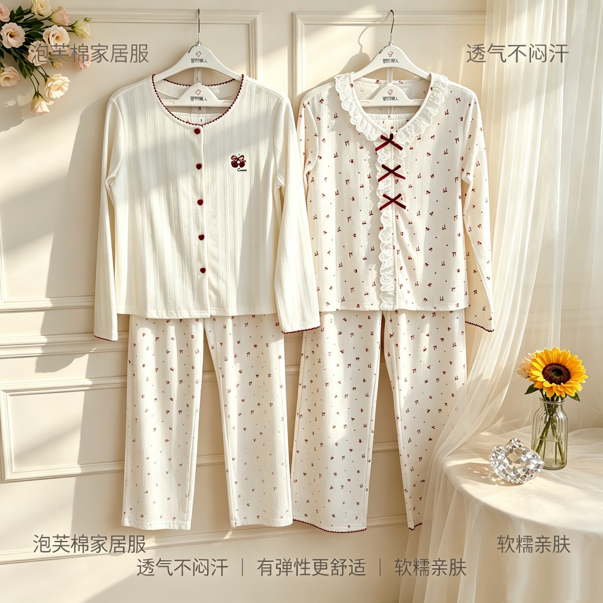 都市丽人正品泡芙棉圆领开衫睡衣