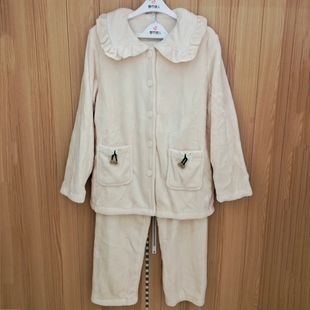 都市丽人秋冬新款双面绒睡衣中厚保暖法兰绒家居服甜美套装LHT1K4