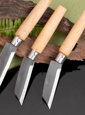 折叠水果刀木柄小刀削皮刀家用厨房刀具锋利农用小刀碳钢老式款