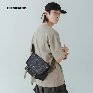 COMBACK新款潮牌机能斜挎包男女百搭单肩包两用木棉迷彩邮差包