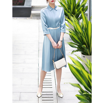 40姆米重磅真丝中袖连衣裙通勤