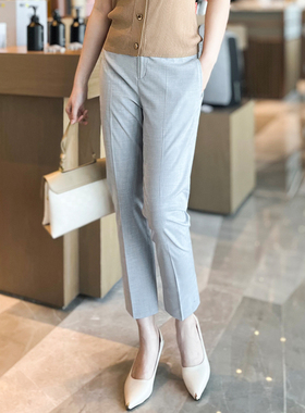 日系单天丝弹力棉自带凉爽 春夏薄款西裤女小个子夏 九分裤灰色
