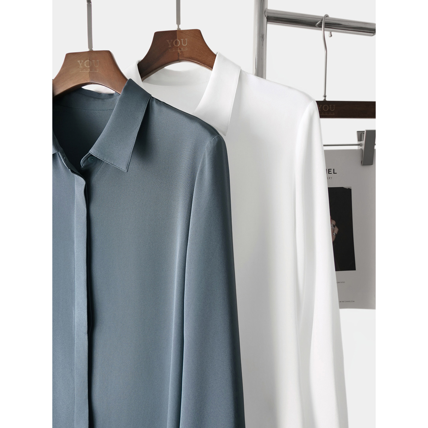 YouYoung悠扬|TH款重磅真丝通勤翻领长袖衬衫女百搭单经典款上衣