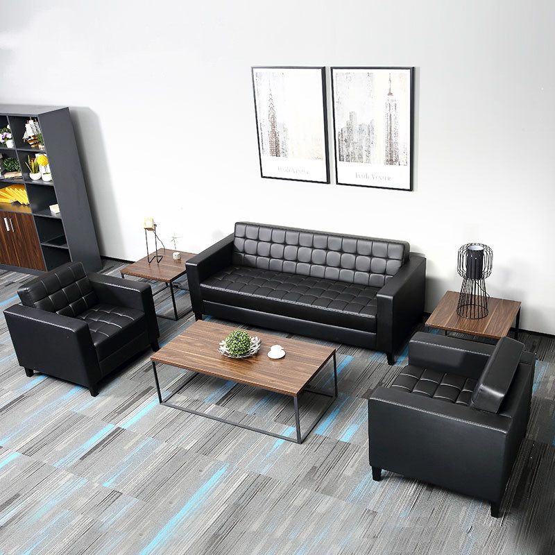 办公沙发简约现代三人位沙发商务接待办公室商务会客沙发茶几组合