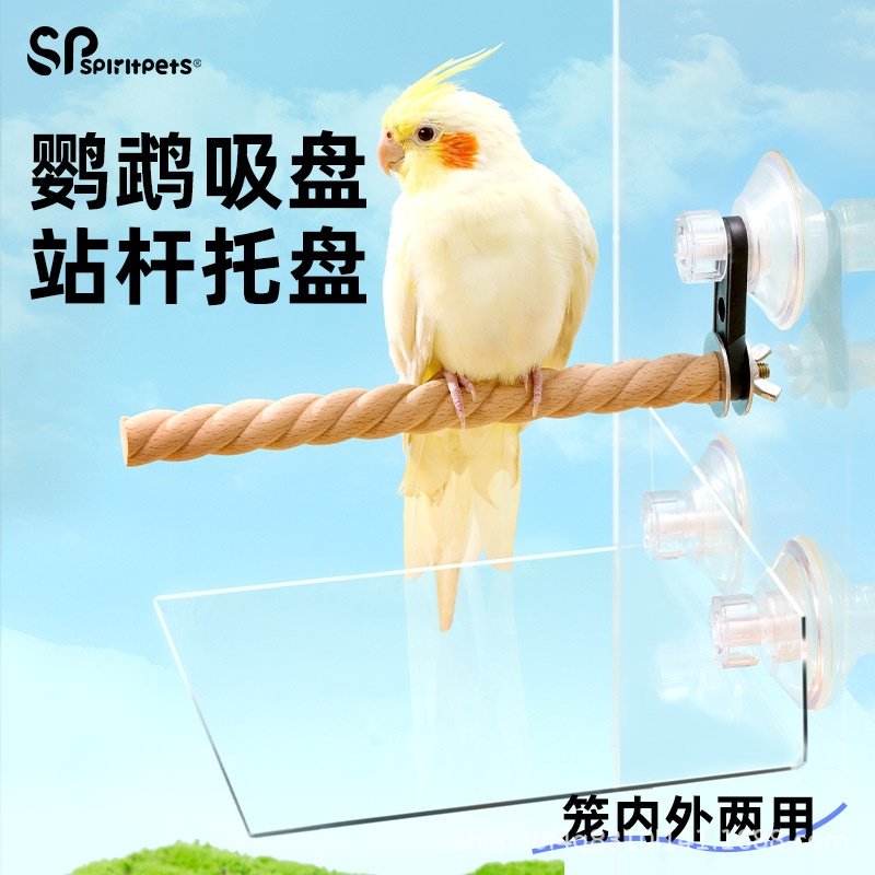 鹦鹉花椒木吸盘站杆用品鸟笼接粪托盘站架玄凤鸟用磨爪棒站架站棍