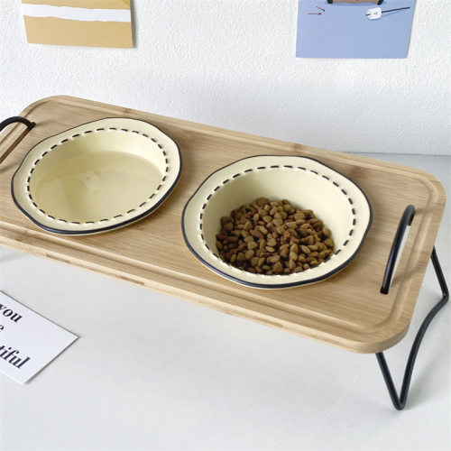 陶瓷猫碗猫咪食盆猫咪粮碗狗盆狗碗饮水碗双碗保护颈椎宠物碗用品