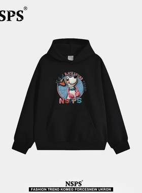 NSPS官方联名|奥特莱斯|大码百搭时尚纯棉耳机小狗长袖卫衣男女款