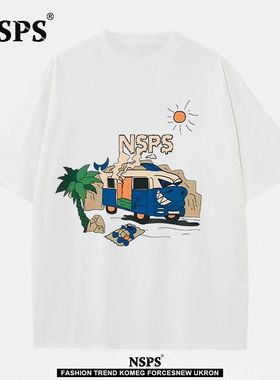 NSPS官方联名特大码300斤男女款时尚潮流宽松夏季短袖t恤宽松上衣