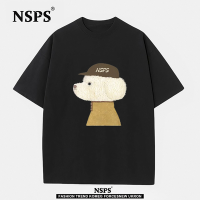 男女款侧脸帽子黄狗潮短袖t恤