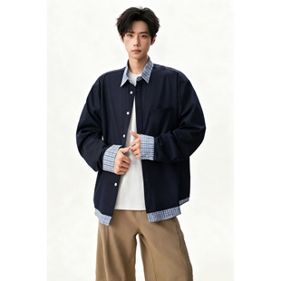 奥莱甄选|万人种草|达人推荐简约时尚格子长袖假两件纯棉外套男女