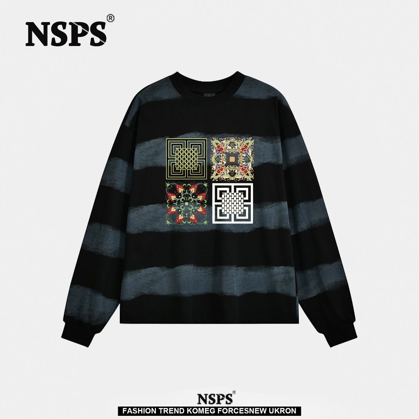 时尚纯棉古典花纹长袖卫衣男女款