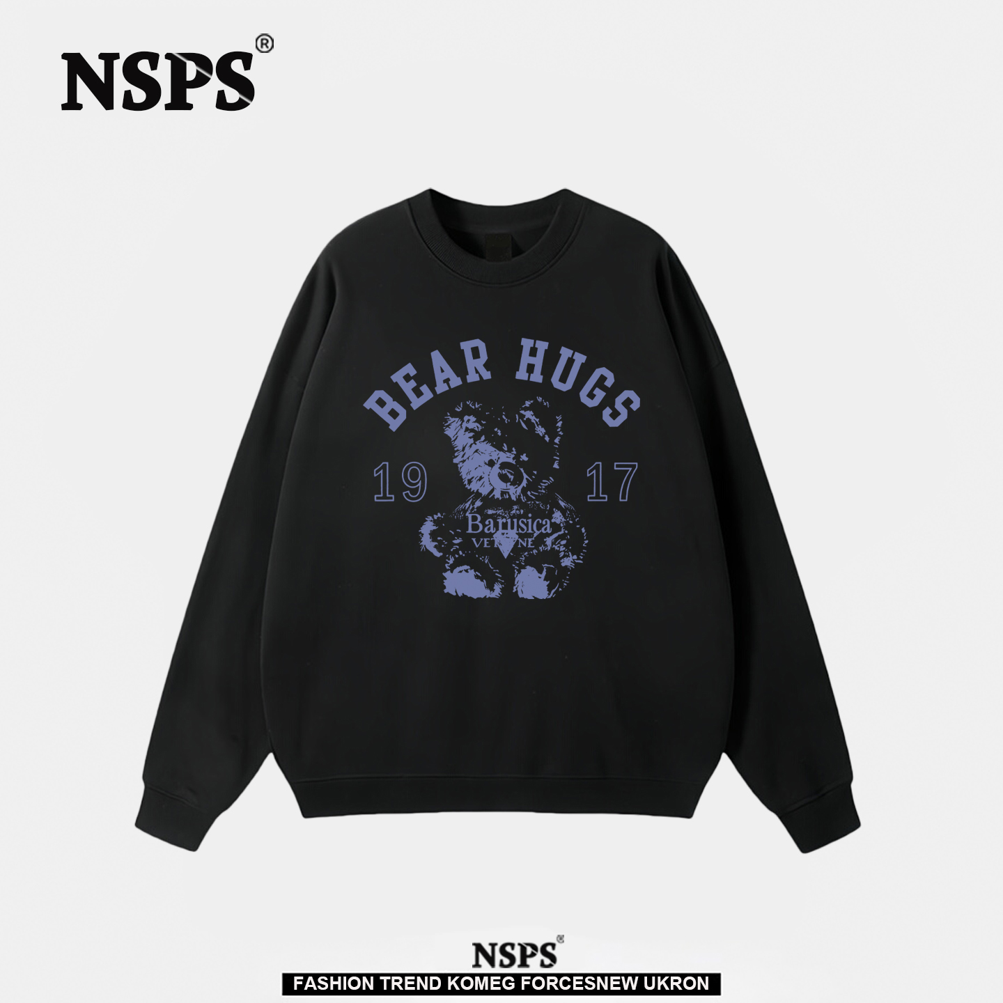 纯棉圆领熊抱1917长袖男女款卫衣