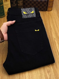 欧洲站高端牛仔裤男春秋新款潮牌怪兽眼睛休闲裤百搭修身小脚长裤