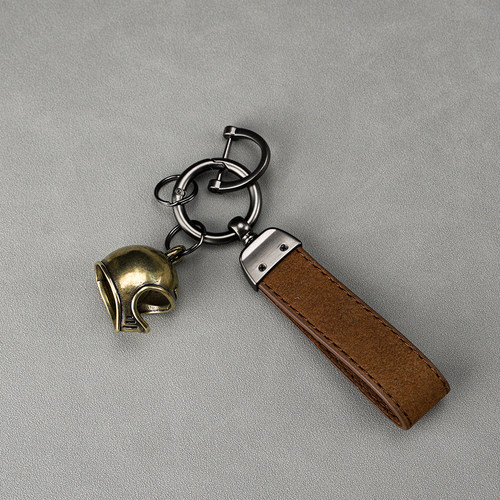 复古bobber钥匙扣黄铜牛皮哈雷