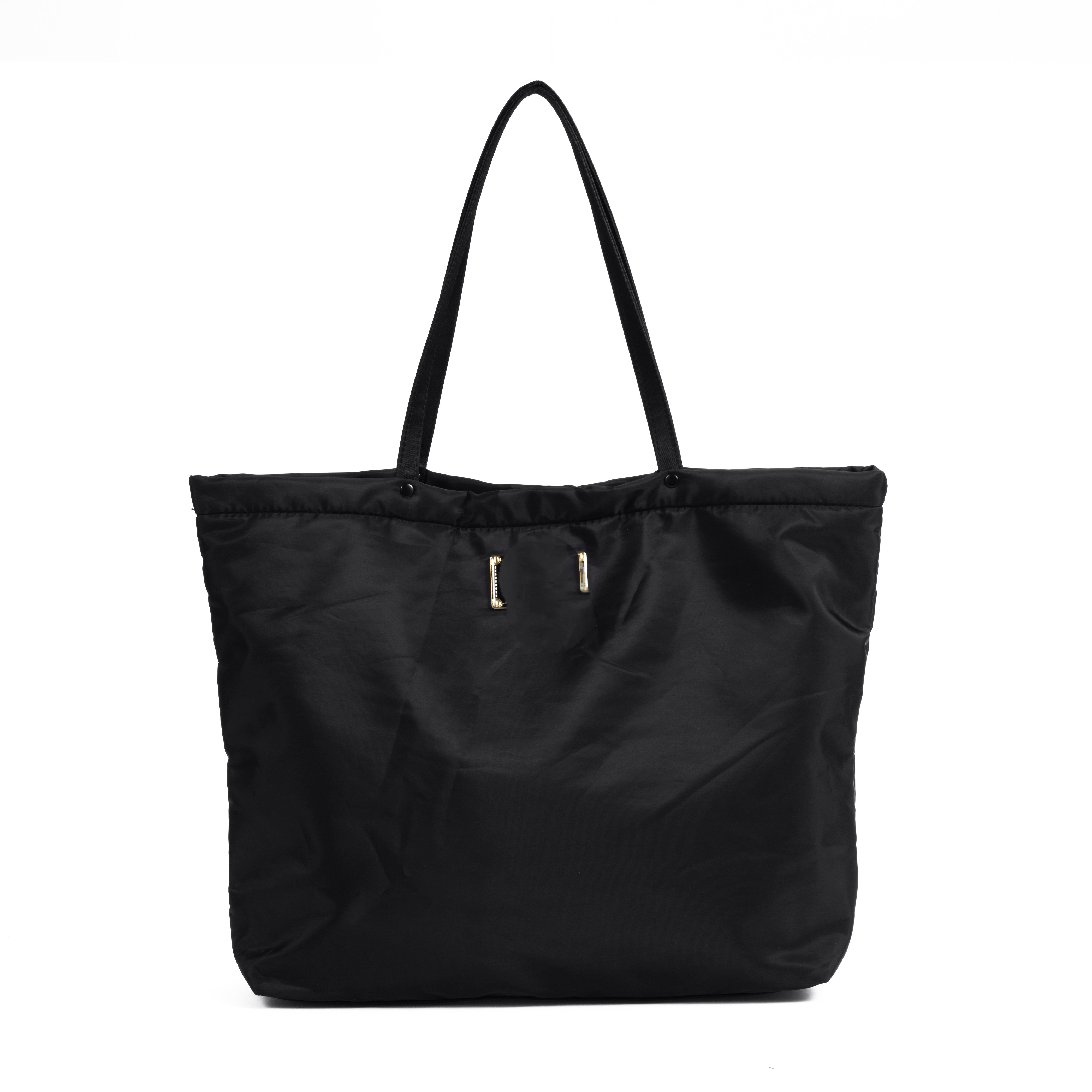 2025新款美妆赠品手提尼龙布黑色购物袋大容量女包