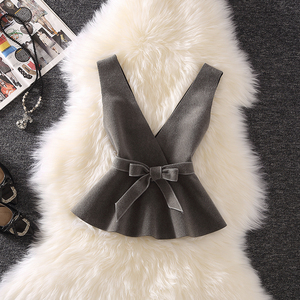 Bộ vest vest 2018 nữ mới cổ chữ V buộc gió đại học hoang dã vest nữ dệt kim áo len vest vest nữ đầm nữ