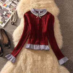 假两件木耳边重工设计毛衣打底 蝴蝶结长袖 2025秋冬法式 复古时尚