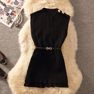 秋冬新款2026外穿叠穿针织毛衣马甲背心女款收腰中长款外搭马夹