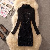炸街2026新款 亮片春秋辣妹包臀裙女连衣裙黑色裙子轻奢闪闪party