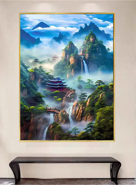 仙家山水画堂口风水供奉风景东北堂屋背景蓬莱仙境佛道招财挂画