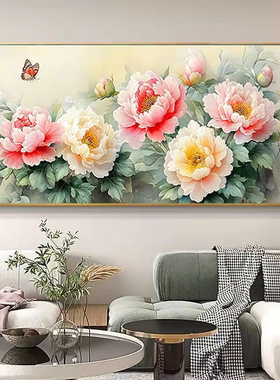 花开富贵牡丹花画新中式客厅沙发背景墙装饰画招财风水画有框挂画