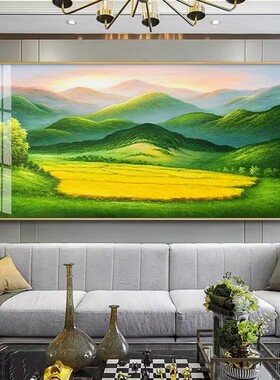 田园风景客厅装饰画欧式酒店房间山水挂画沙发背景墙横版大气壁画
