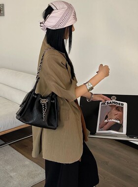 Caring&Keyed小香风链条手提水桶包高级感轻奢小众日常通勤双肩包