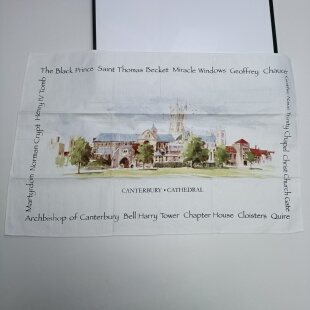 瑕疵污渍染色不均匀坎特伯雷大教堂纯棉挂布画装饰布盖布背景茶巾