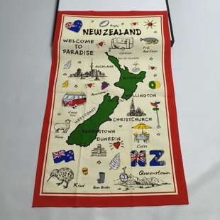 [挂布]tea towel茶巾瑕疵染色NEW ZEALAND WELCOME TO PARADISE