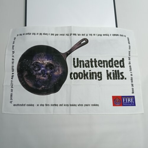 [挂布]tea towel瑕疵Unattended cooking kills新西兰消防局宣传