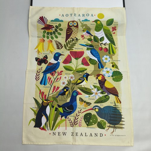 [挂布]tea towel茶巾纯棉Aotearoa 新西兰本土鸟类