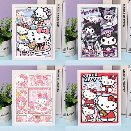 Hello Kitty卡通钻石画手工DIY拼图儿童成人解压创意粘贴画