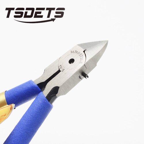 TSDETS 铬钒钢日式薄刀塑料水口钳 电子斜嘴钳 TS-5 尖头斜咀钳