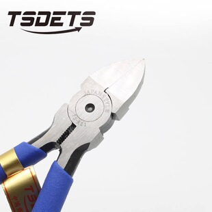 TSDETS 铬钒钢日式薄刀塑料水口钳 电子斜咀钳 TS-A21 5寸平口钳