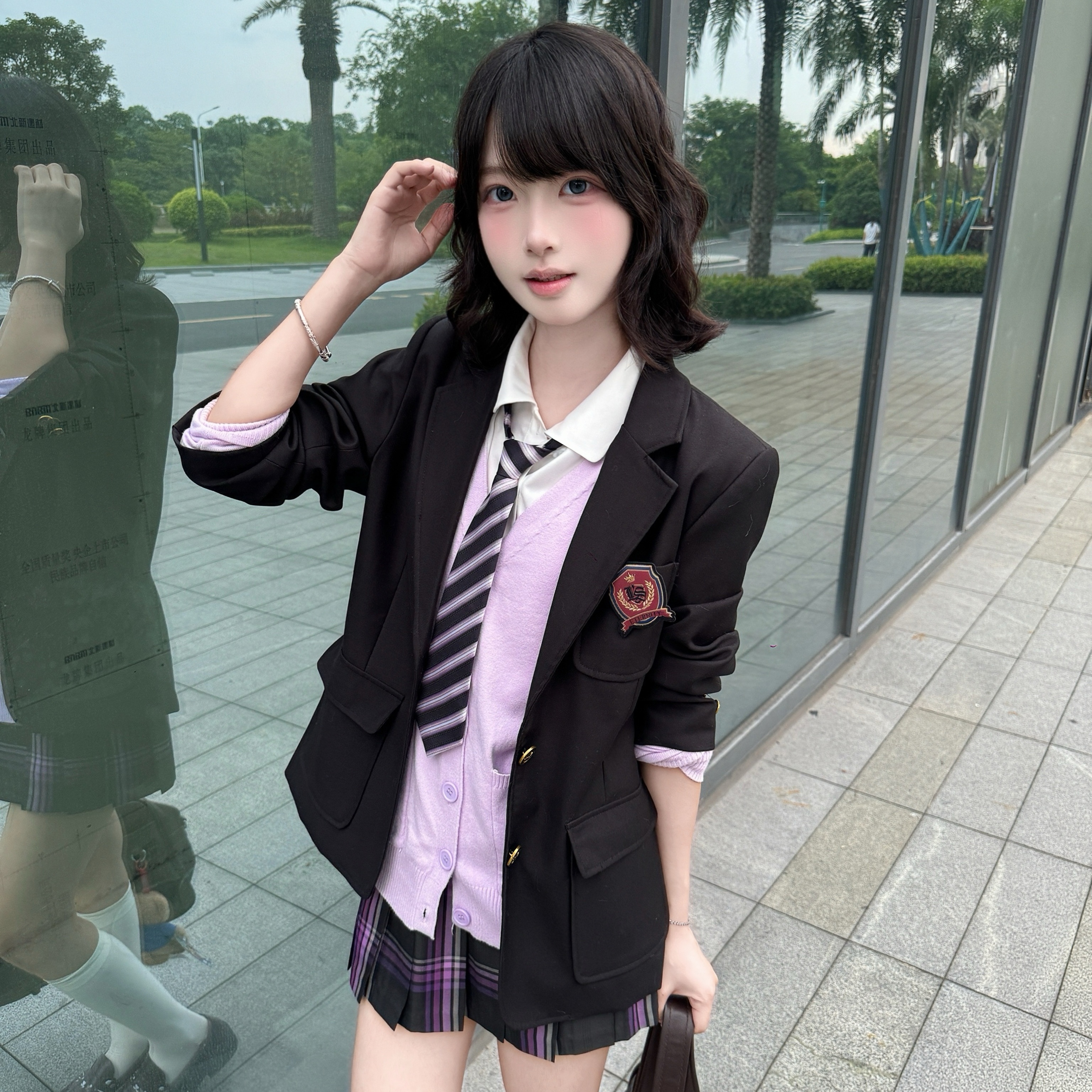 妙氏黑色西装西服JK制服校供感