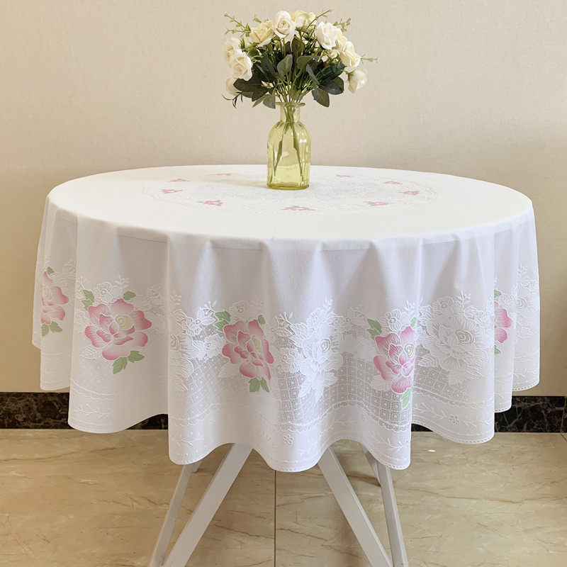 小圆桌桌布餐布防水防油防滑免洗PVC塑料圆形台布茶几布欧式盖布