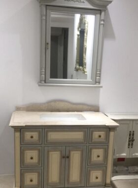 贝加尔高端实木浴室柜，镜柜、科勒台盆110*60*85cm