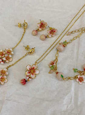 珐琅粉色桃花花朵花瓣水蜜桃