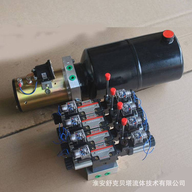 分体动力单元DC24V-4.2泵-8L-4组带手柄电磁阀加液压锁
